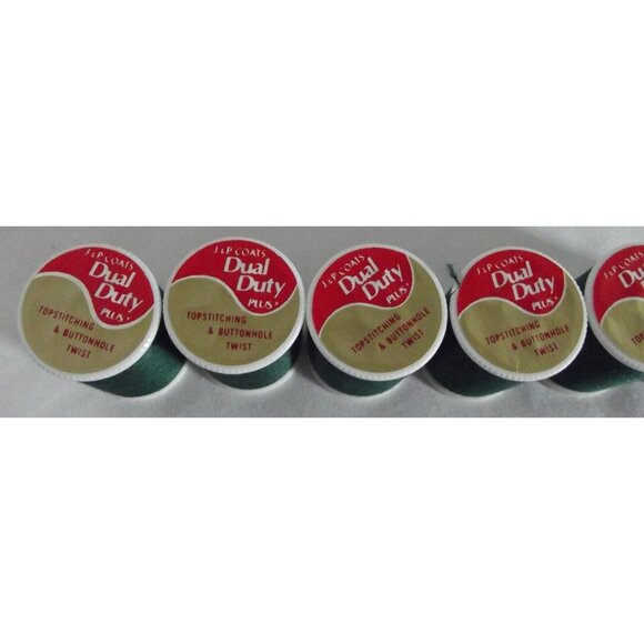 J&P Coats Thread Box Lot of 6 Spools Green Topstitching & Buttonhole 300 yds vtg - Picture 5 of 7